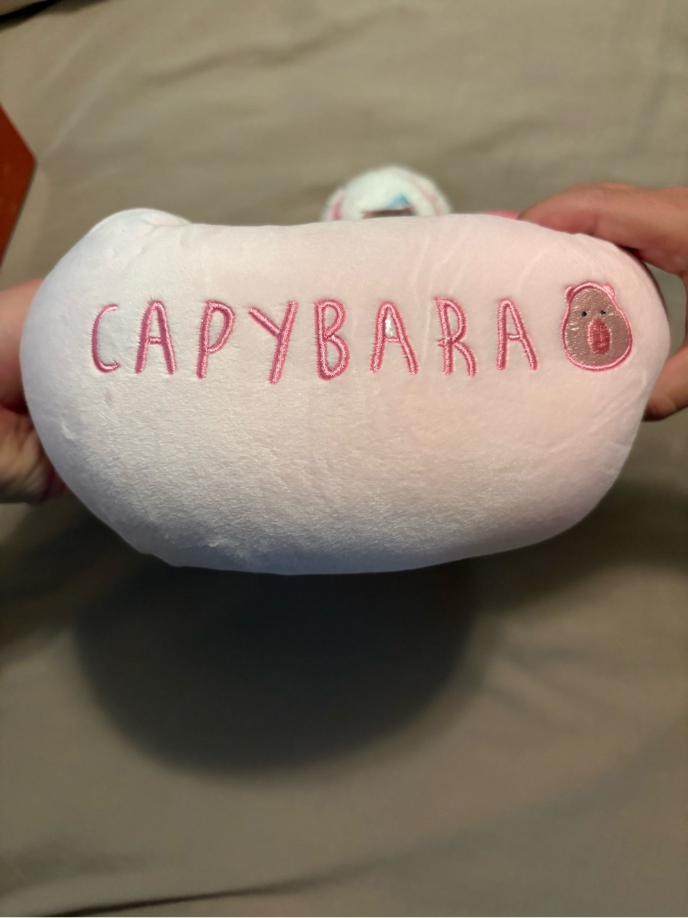 Capybara Baseball Theme Vibrating Neck Pillow - Light Pink Embroidered